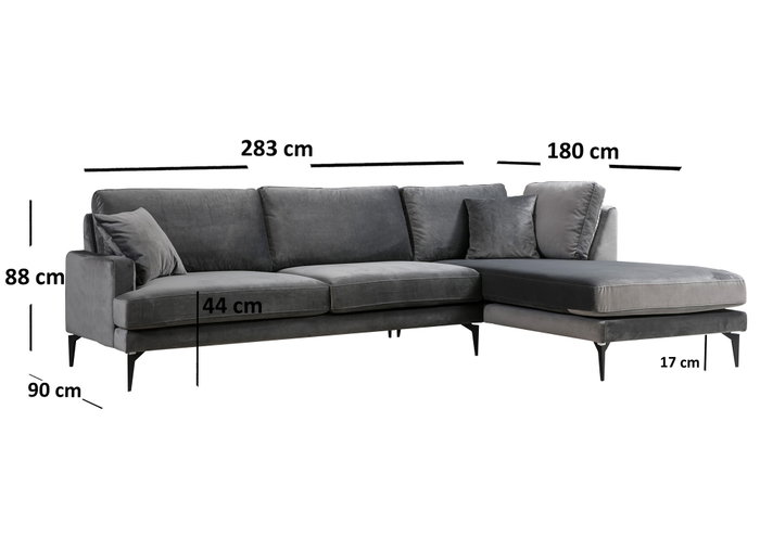 Atelier Del Sofa Papira Corner Right (L3+Chl) - Anthracite